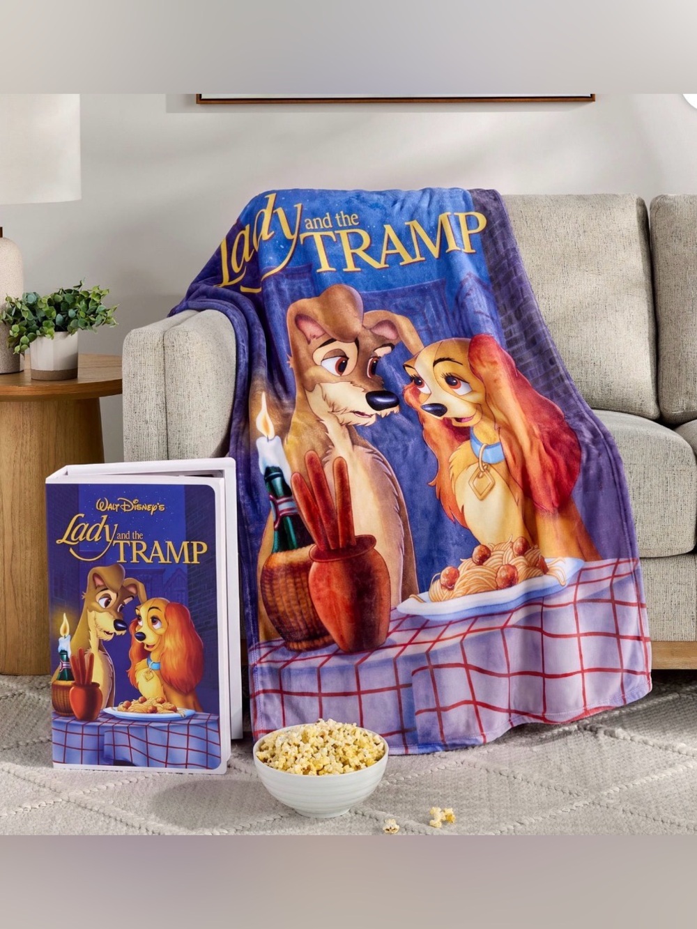 Disney Lady and the Tramp Classic VHS Boxed Silk Touch Throw, 50”x70”